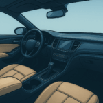 Illustrated picture of an automotive interior depicting interior ceramic coatings
