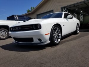 White Dodge Challenger - Vinyl Racing Strips Removed - Paint Corrected - Ceramic Coated by Horizon Detail - Northwest Indiana - NWI