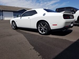 White Dodge Challenger - Vinyl Racing Strips Removed - Paint Corrected - Ceramic Coated by Horizon Detail - Northwest Indiana - NWI