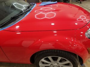 2008 Miata Front End After First Step of Finish Polishing