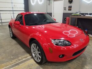 Red 2008 Mazda Miata In for Two Step Correction and Ceramic Coating - Pre Wash Welcome Picture