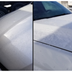 Side by side ceramic coated hood vs non ceramic coated hood - snow build up comparison