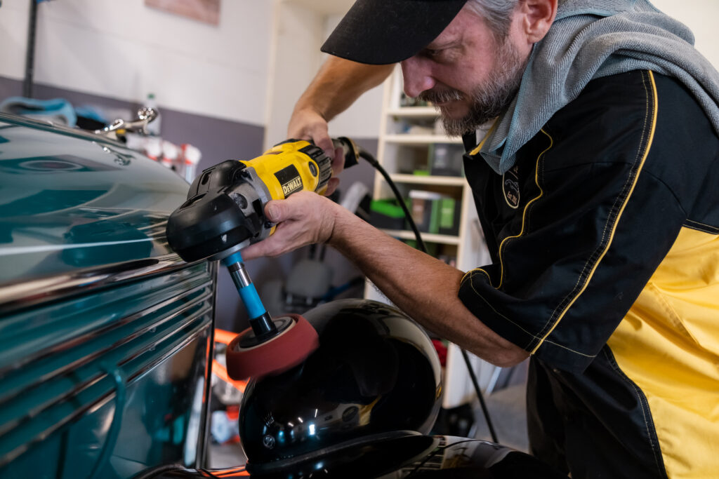 Horizon Detail Owner Correcting the Paint On Dodge Brothers Sedan