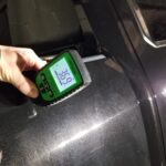 Duramax Paint Correction - In Progress - Thin Spot Identified In Paint - 2.89mils. This is the danger zone for thin paint on this vehicle