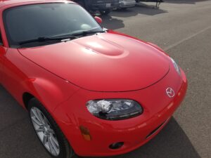2008 Mazda Miata - Paint Correction and Ceramic Coating - Finished Pictures - Front End Outside Under Sun- Horizon Detail Northwest Indiana - Crown Point and Saint John Indiana