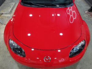 2008 Mazda Miata - Paint Correction and Ceramic Coating - Finished Pictures - Hood Under Lights- Horizon Detail Northwest Indiana - Crown Point and Saint John Indiana