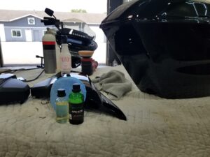 Gary's Harley Getting Our Proprietary HD Bond Backed Ceramic Coating Installed